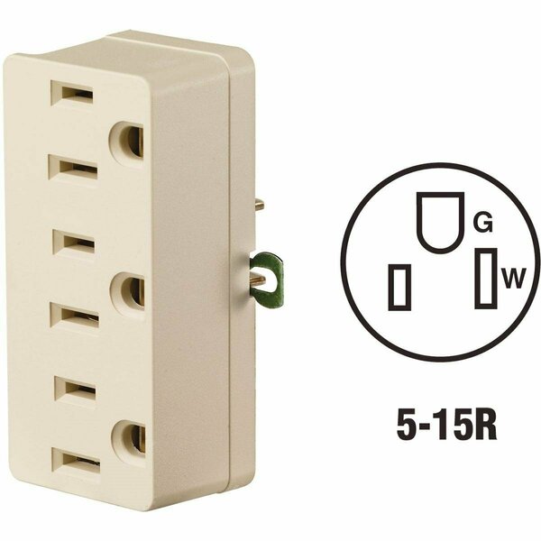 Leviton Ivory 15A 3-Outlet Tap 001-00698-00I